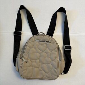 Betsey Johnson Quilted Heart Backpack Womens Black Fashion Designer Travel Bag